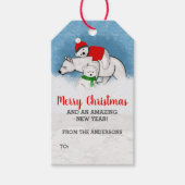 Étiquettes-cadeau Mignonne Polar Oear Maman Avec Cubs Joyeux Noël (Devant)