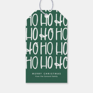 Étiquettes-cadeau Mignonne vert blanc blanc blanc ho ho ho Noël vaca