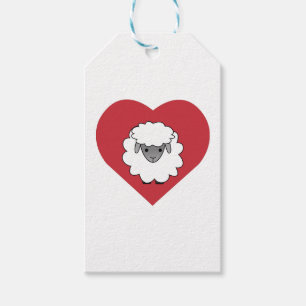 Étiquettes-cadeau Mignons mouton caricature avec coeur en Arrière -