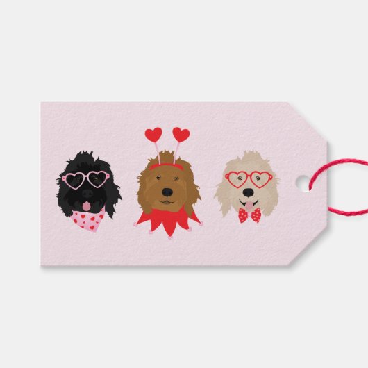 Étiquettes-cadeau Mini Goldendoodle Chiens Valentines Day (Devant (Horizontal))