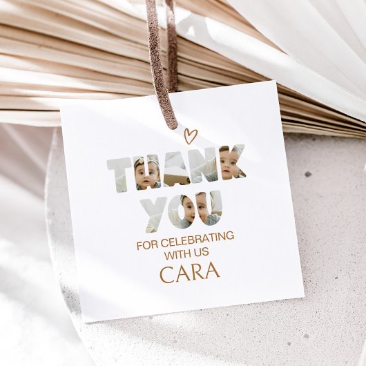 Étiquettes Cadeau Mini-Miss photo Carré de fête d'anniversaire