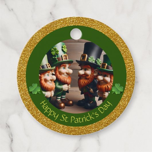 Étiquettes Cadeau Miniature Leprechaun St Patrick's Day Merci RFT05 (Devant)