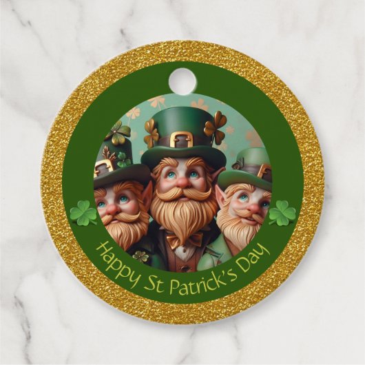 Étiquettes Cadeau Miniature Leprechaun St Patrick's Day Merci RFT08 (Devant)