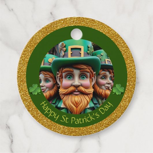 Étiquettes Cadeau Miniature Leprechaun St Patrick's Day Merci RFT09 (Devant)