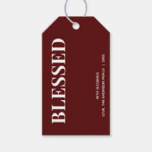 Étiquettes-cadeau Minimal BLESSED | Deep Red Holiday (Devant)