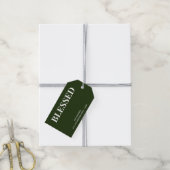 Étiquettes-cadeau Minimal BLESSED | Vert forêt de fêtes (Avec de la ficelle)