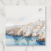 Étiquettes Cadeau Minimal chic Santorini Grèce Mariage aquarelle (Dos)