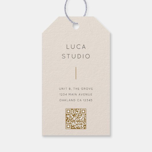 Étiquettes-cadeau Minimal Clean Simple Moderne QR Code Or et crème (Dos)