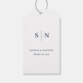 Étiquettes-cadeau Minimal et chic | Mariage blanc et bleu marine (Devant)