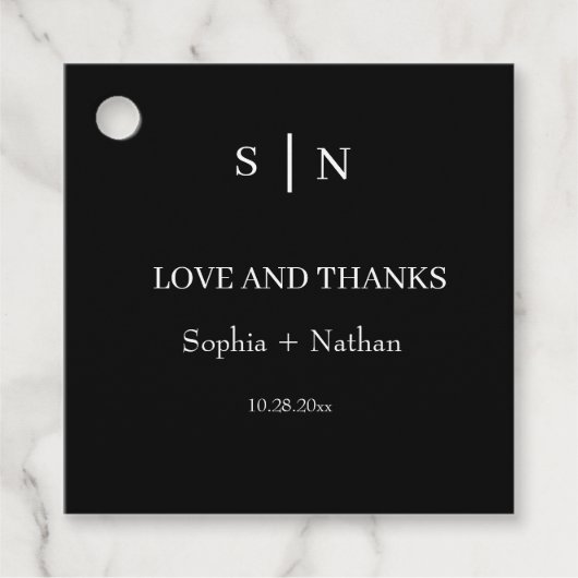 Étiquettes Cadeau Minimal et chic | Mariage noir et blanc (Devant)
