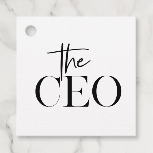 Étiquettes Cadeau Minimal moderne Le PDG Noir (Devant)