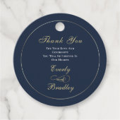 Étiquettes Cadeau Minimal Navy Fond Blanc Or Script Élégant (Devant)