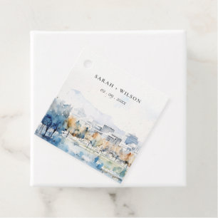 Étiquettes Cadeau Minimal San Jose, California Watercolor Mariage