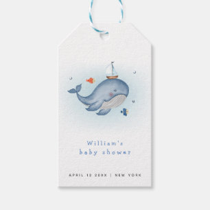 Étiquettes-cadeau Minimal Sous Le Baby shower See Whale Nautica