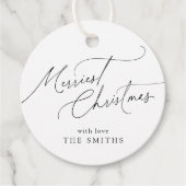 Étiquettes Cadeau Minimalist Elegant Script Merriest Christmas (Devant)