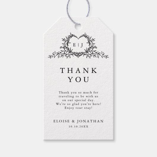 Étiquettes-cadeau Minimalist Monogram Calligraphy Crest Wedding (Devant)