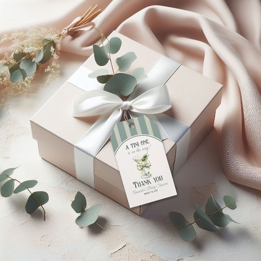Étiquettes-cadeau Minimalist Retro Bow Tini One Martini Baby Shower