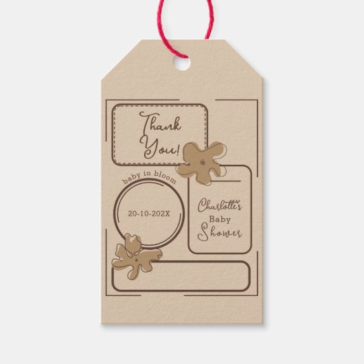 Étiquettes-cadeau Minimalist Style Flower Notes Baby Shower (Devant)