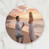 Étiquettes Cadeau Minimalist Typography Photo Wedding Round (Dos)