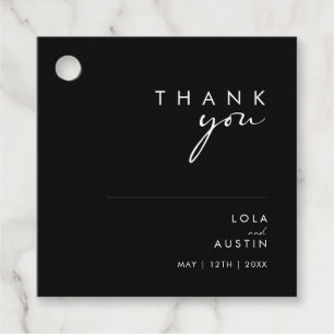 Étiquettes Cadeau Minimaliste moderne   Mots clés Merci noir Favor
