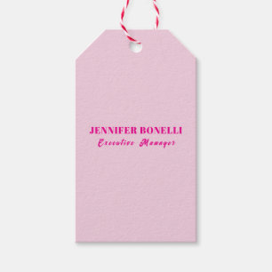 Étiquettes-cadeau Minimaliste rose tendance personnalisé nom personn