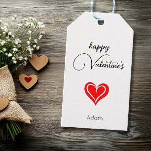 Étiquettes-cadeau Minimaliste Rouge Cœur Joyeuse Saint-Valentin No