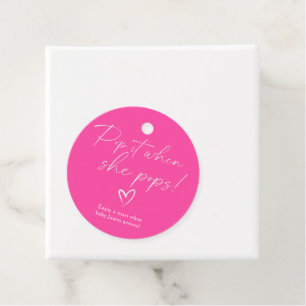 Étiquettes Cadeau Minimaliste Simple Rose Baby shower Pop it