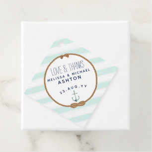 Étiquettes Cadeau Mint & Blanc Nautical Knot Love & Merci Mariage