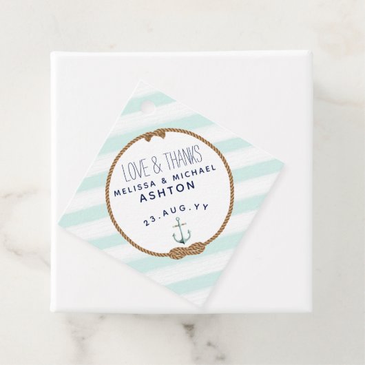 Étiquettes Cadeau Mint & Blanc Nautical Knot Love & Merci Mariage (En situation)