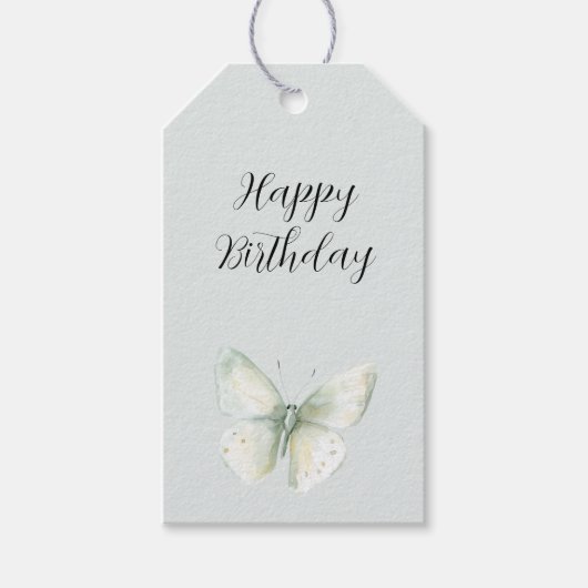 Étiquettes-cadeau Mint Butterflies Birthday (Devant)