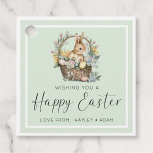 Étiquettes Cadeau Mint Green Joyeux lapin de Pâques