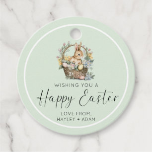 Étiquettes Cadeau Mint Green Joyeux lapin de Pâques