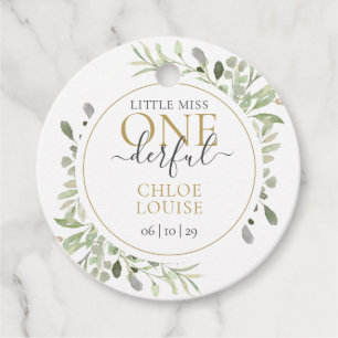 Étiquettes Cadeau Miss M. ONEderful Premier anniversaire