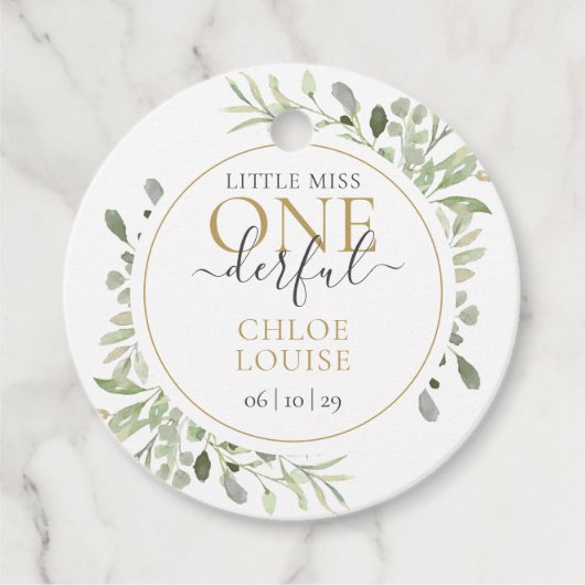 Étiquettes Cadeau Miss M. ONEderful Premier anniversaire (Devant)