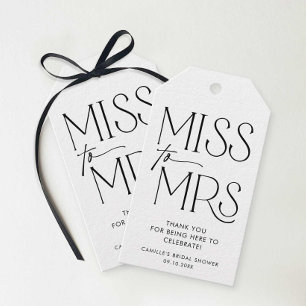 Étiquettes-cadeau Miss moderne à Mme Fête des mariées