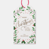 Étiquettes-cadeau Mistletoe Holly Berries Joyeux Noël (Devant)