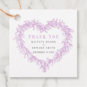 Étiquettes Cadeau Mistletoe ligne art violet gris mariage merci (Devant)