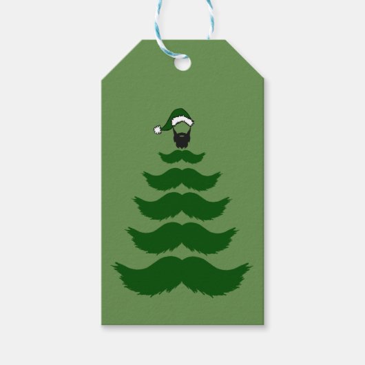 Étiquettes-cadeau Mo Mustache Arbre de Noël Beard Man Topp Vert (Devant)