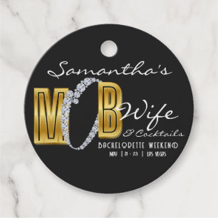 Étiquettes Cadeau Mob Wife & Cocktails Black Bach Bachelorette Party