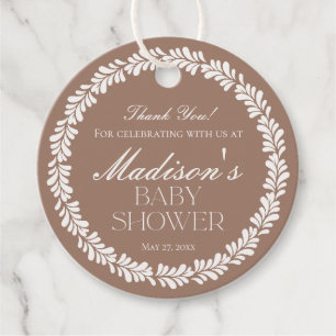 Étiquettes Cadeau Mocha Brown Talavera Espagne Fiesta Baby shower