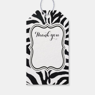 Étiquettes-cadeau Mode animale de zèbre noir et blanc moderne