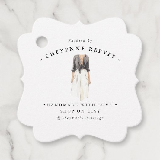 Étiquettes Cadeau Mode aquarelle | Balise de blocage d'entreprise (Devant)