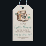 Étiquettes-cadeau Mode d'utilisation de la caméra vintage jetable<br><div class="desc">Aidez-nous à capturer les souvenirs de notre grand jour ! Cette marque vintage d'inspiration pour appareil photo jetable est parfaite pour s'attacher aux caméras jetables de votre événement et pour encourager vos invités à participer à la capture de souvenirs tout au long de la soirée.</div>