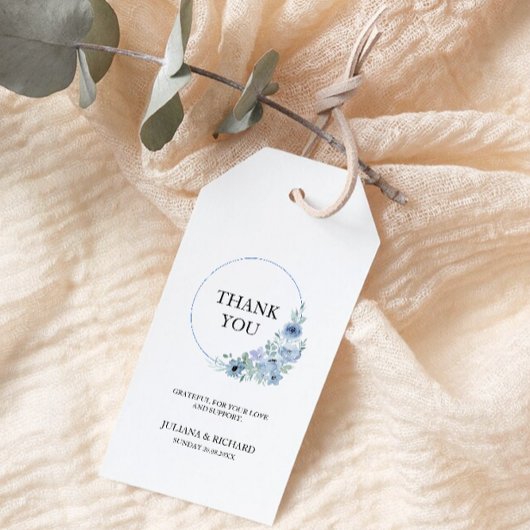 Étiquettes-cadeau Modèle de balise de mariage bleu,