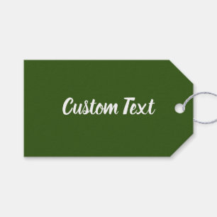 Étiquettes-cadeau Modèle de texte simple en vert foncé et blanc