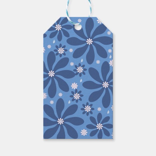 Étiquettes-cadeau Modèle Floral Bleu - Accès Élégant (Devant)