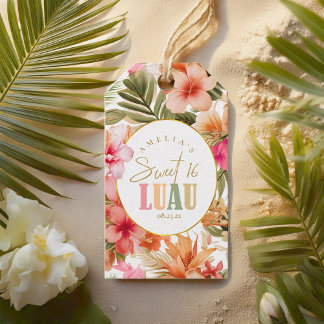 Étiquettes-cadeau Modèle Floral Hawaiian Luau Sweet Sixteen ID1092