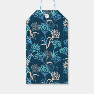 Étiquettes-cadeau Modèle Floral Hydrangea stylisé - Bleu élégant