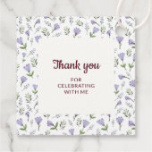 Étiquettes Cadeau Modèle floral pourpre Première communion (Dos)