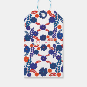 Étiquettes-cadeau Modèle vectoriel simple de fleurs bleues